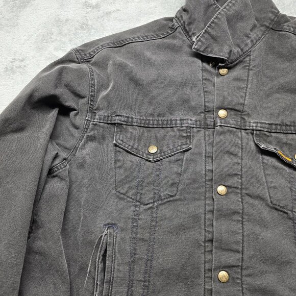 Saddle King By Key Western Trucker Jacket Mens XL Black Denim Pockets Snap - Picture 4 of 13